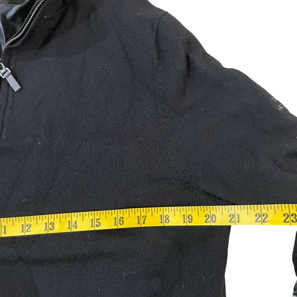 Italian Merino Wool 1/4-Zip Sweater Men's Size Small Warwick Hills Logo Black - Picture 4 of 7